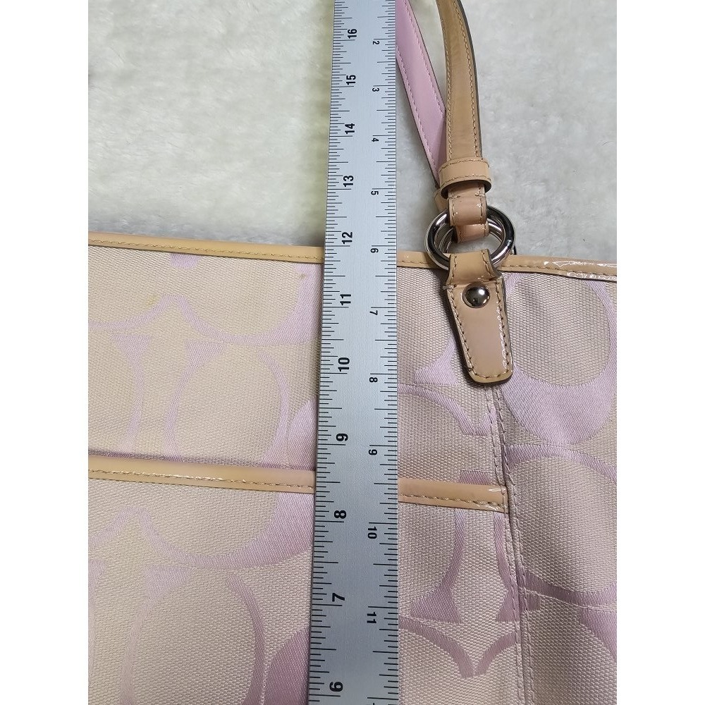 Vintage Pink Coach Signature Optic Leah Shoulder Tote Bag - Picture 7 of 14